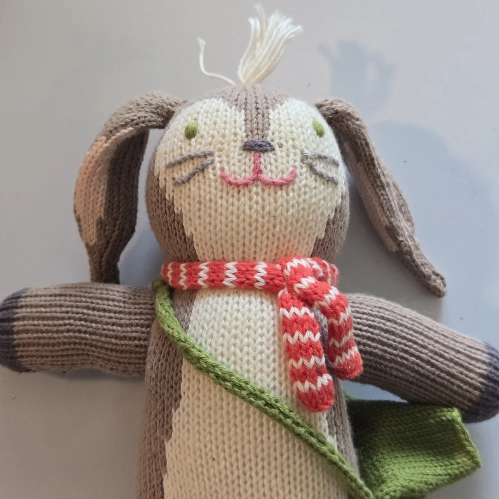 Blabla Kids Hand Knit Bunny Rabbit‎ Plush Doll Cotton Taupe Scarf Satchel Peru